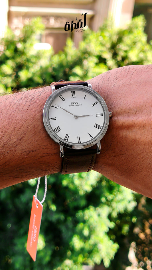 Ibso Brown Genuine Leather - White Dial