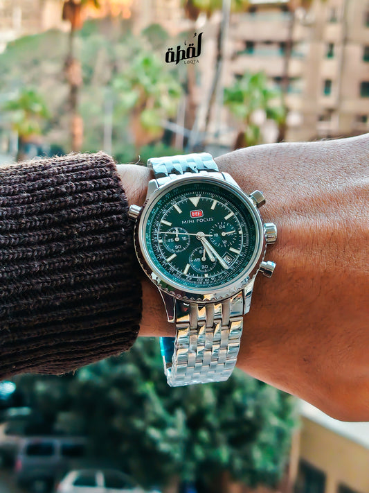 Mini Focus Jubilee Strap Chronograph - Green Dial