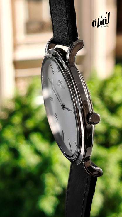 Ibso Black Genuine Leather - White Dial