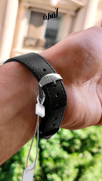Ibso Black Genuine Leather - White Dial