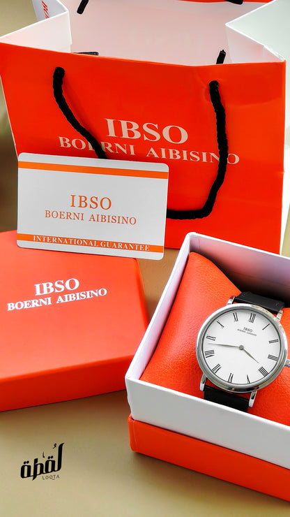 Ibso Black Genuine Leather - White Dial