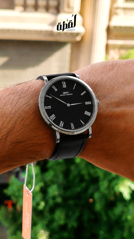 Ibso Black Genuine Leather - Black Dial