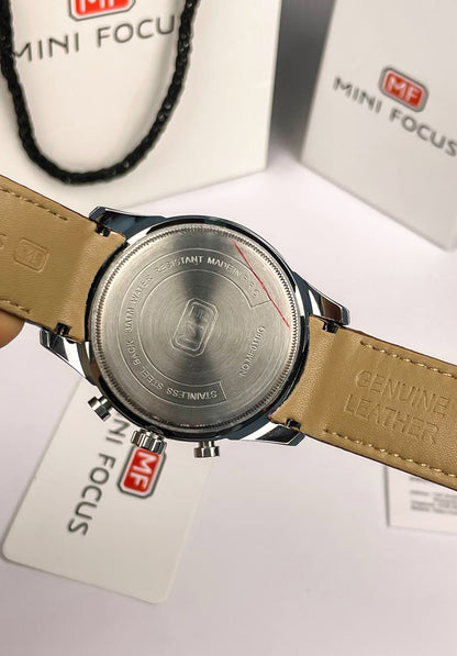 Mini Focus Brown Genuine Leather Chronograph