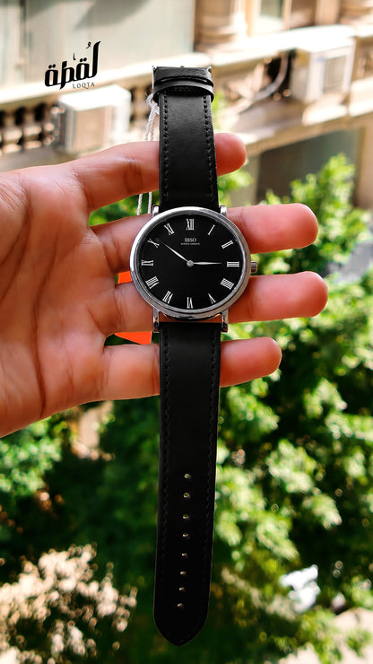 Ibso Black Genuine Leather - Black Dial