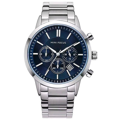 Mini Focus Silver Chronograph - Blue Dial
