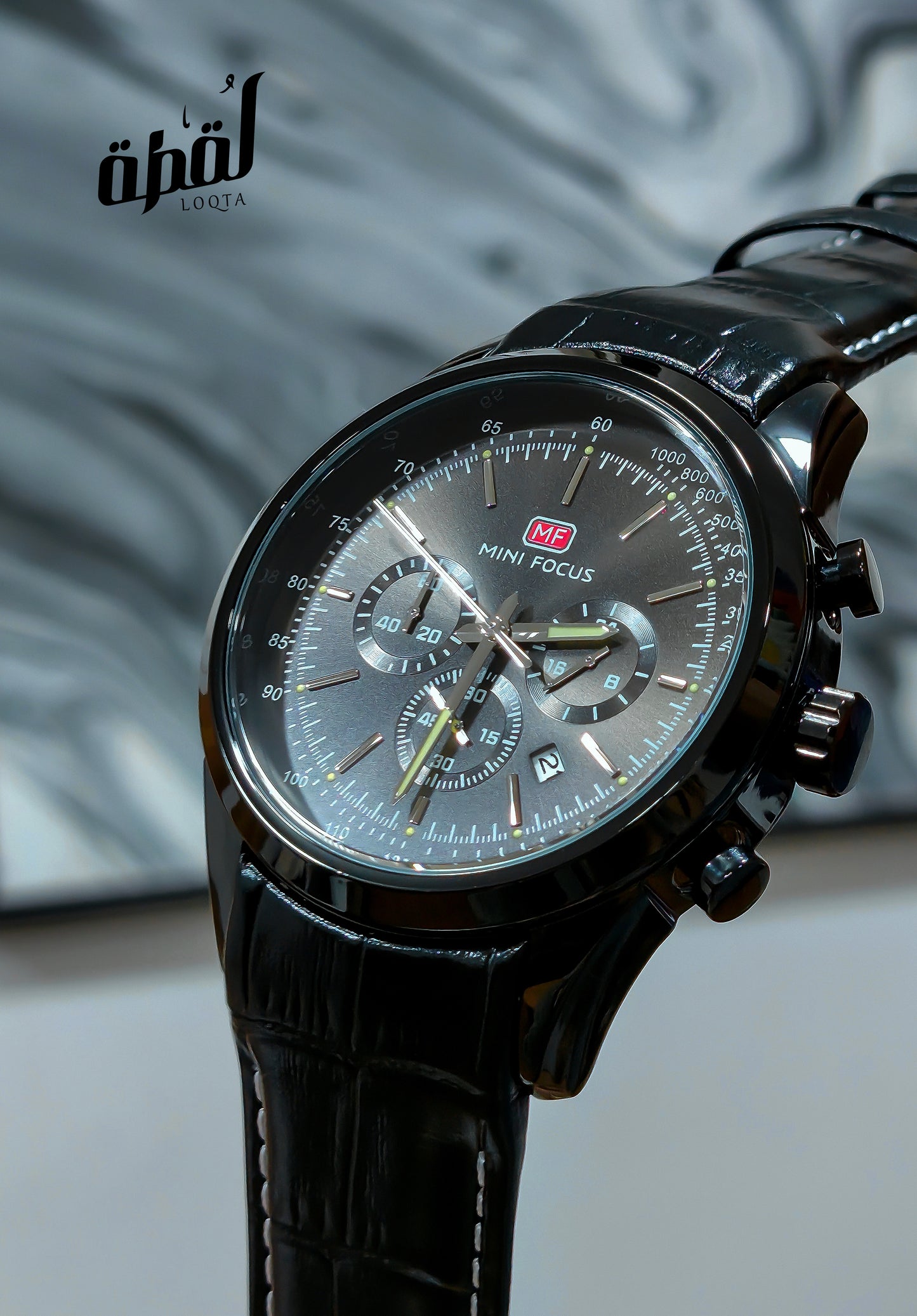 Mini Focus Genuine Leather Chronograph - Full Black