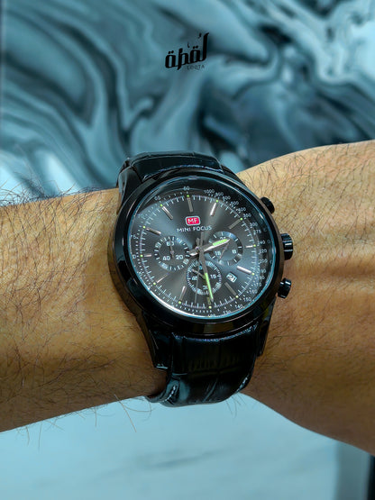 Mini Focus Genuine Leather Chronograph - Full Black