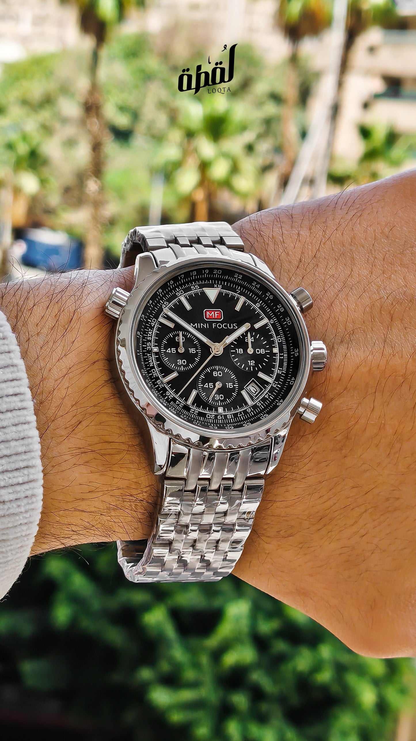 Mini Focus Jubilee Strap Chronograph - Black Dial