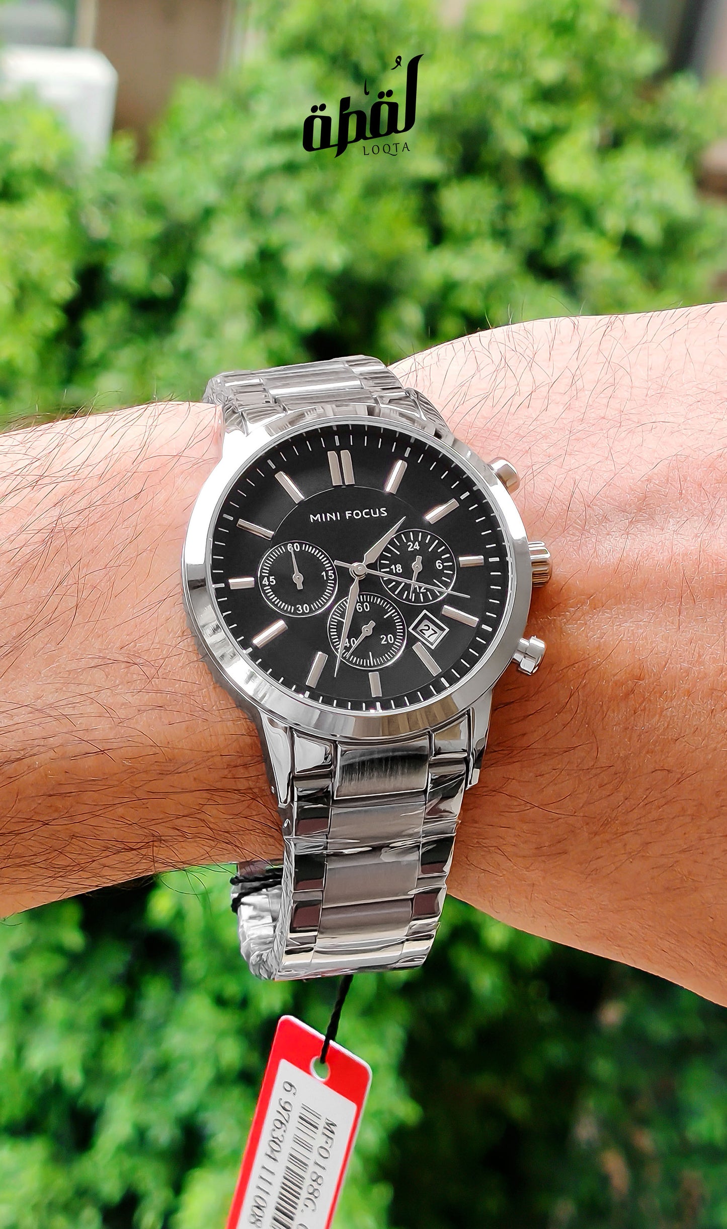 Mini Focus Silver Chronograph - Black Dial