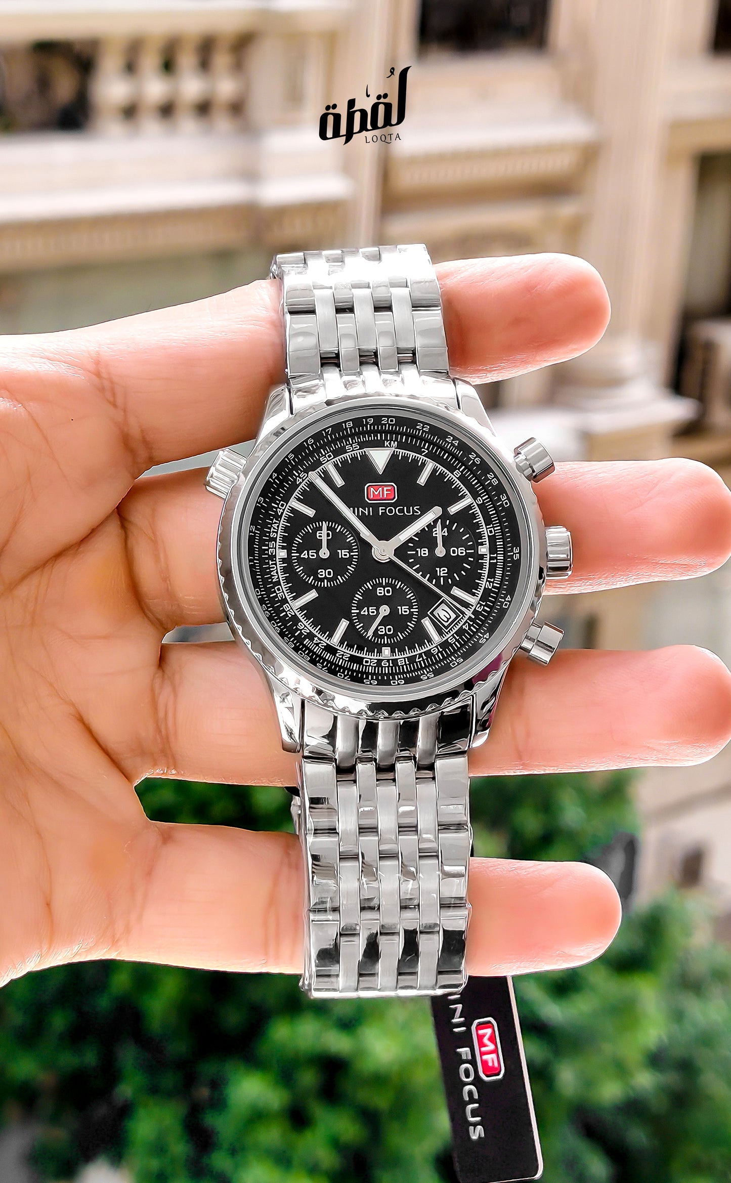 Mini Focus Jubilee Strap Chronograph - Black Dial