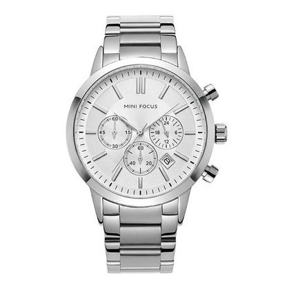 Mini Focus Silver Chronograph - White Dial