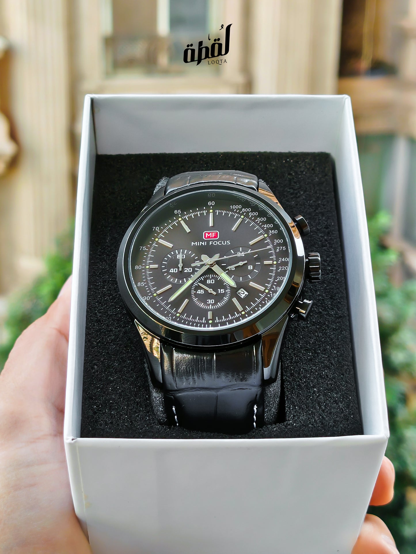 Mini Focus Genuine Leather Chronograph - Full Black
