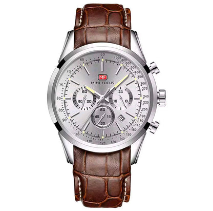 Mini Focus Brown Genuine Leather Chronograph