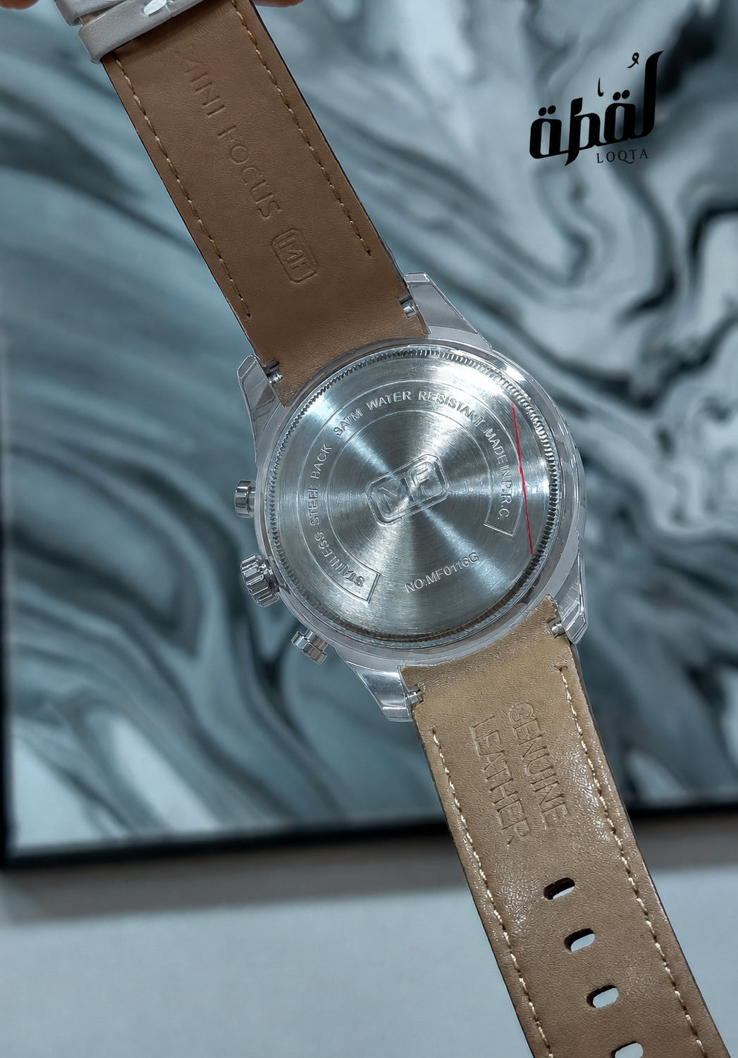Mini Focus Genuine Leather Chronograph - Silver Case