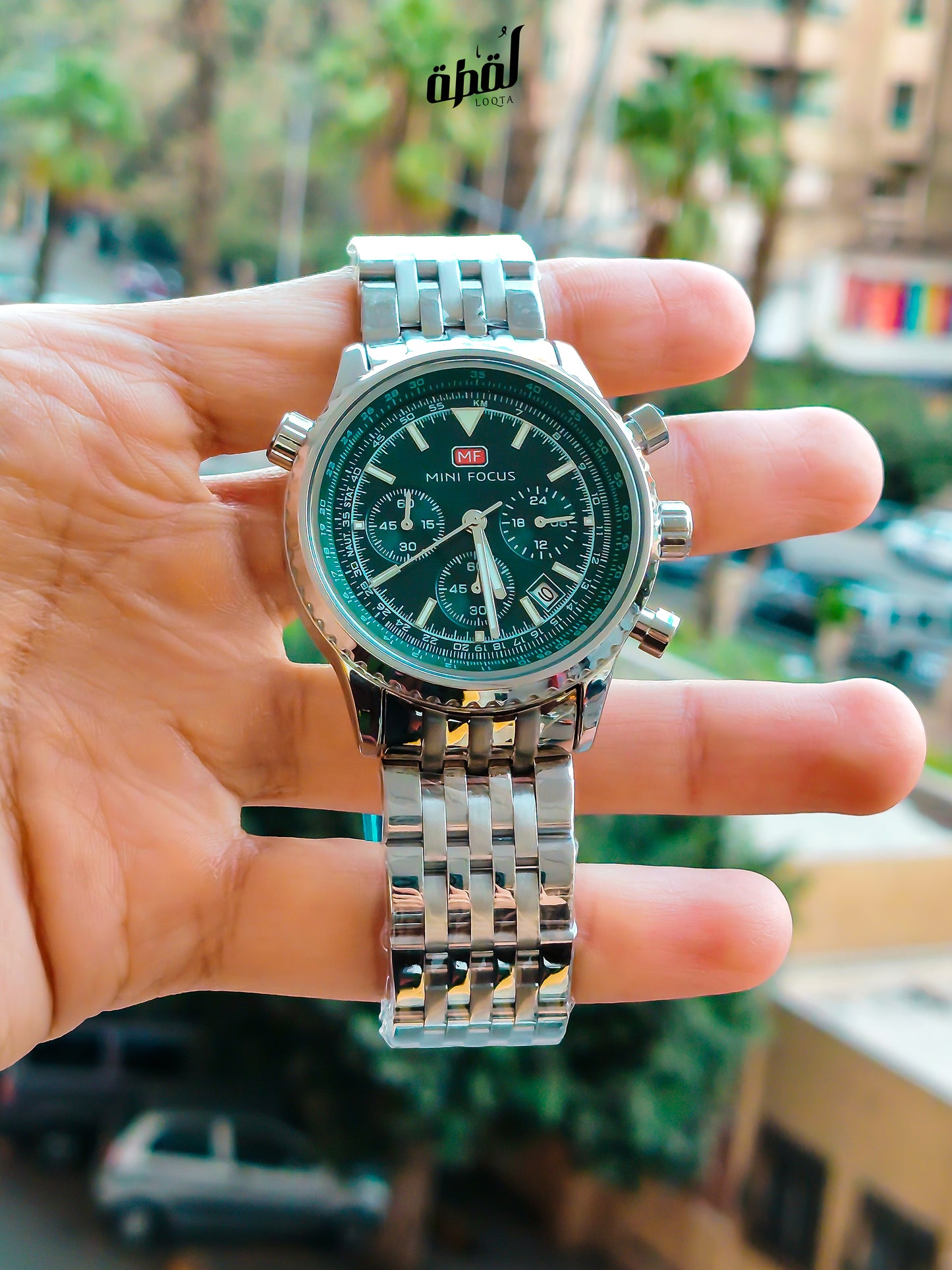 Mini Focus Jubilee Strap Chronograph - Green Dial