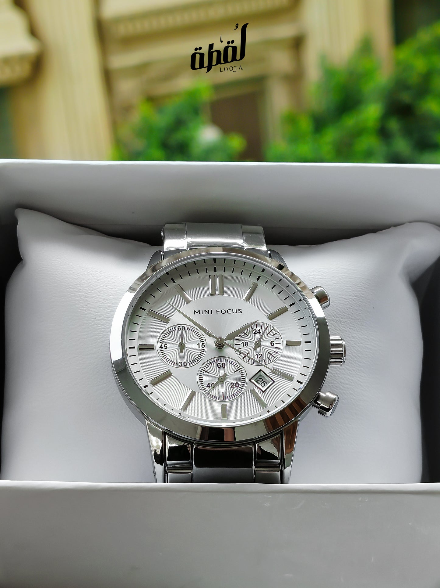 Mini Focus Silver Chronograph - White Dial